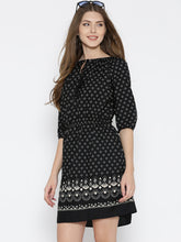 Sera Women Black Printed Fit & Flare Dress