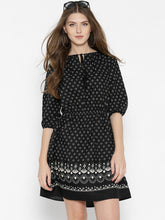 Sera Women Black Printed Fit & Flare Dress