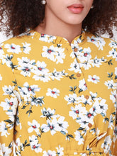 Tokyo Talkies Women Mustard Printed Fit and Flare Dress