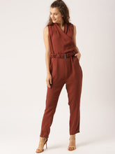 DressBerry Maroon Solid Basic Jumpsuit