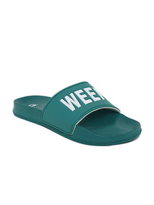 United Colors of Benetton Men Green Printed Sliders