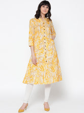 Jashn Women Yellow & Beige Printed A-Line Kurta