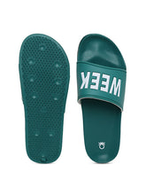 United Colors of Benetton Men Green Printed Sliders