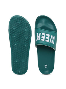 United Colors of Benetton Men Green Printed Sliders