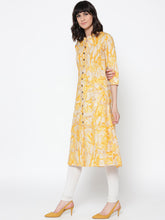 Jashn Women Yellow & Beige Printed A-Line Kurta