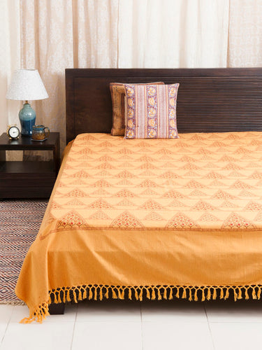 Fabindia Yellow 120TC Cotton Double King Bedsheet