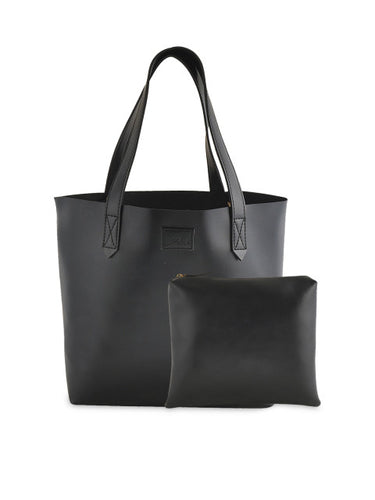 yelloe Black Tote Bag with Pouch