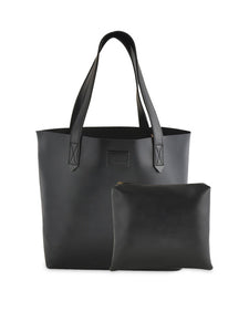yelloe Black Tote Bag with Pouch