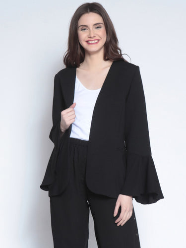 RARE Woman Black Solid Blazer