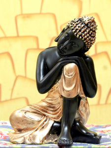 eCraftIndia Black & Gold-Toned Handcrafted Buddha Showpiece