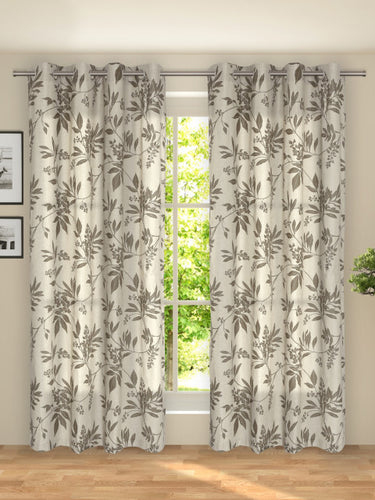 ROSARA HOME Brown & Beige Set of 2 Door Curtains