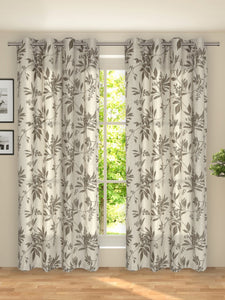 ROSARA HOME Brown & Beige Set of 2 Door Curtains