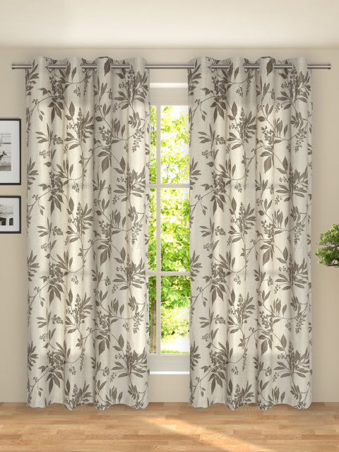 ROSARA HOME Brown & Beige Set of 2 Door Curtains
