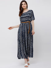 Vishudh Women Navy Blue Printed Maxi Dress