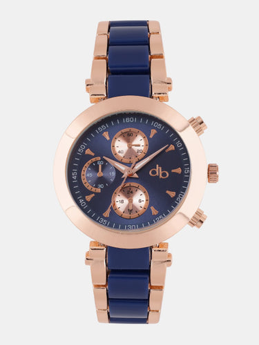 DressBerry Women Navy & Rose Gold Analogue Watch