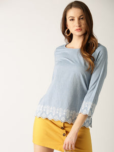 ESPRIT Women Blue Solid Top