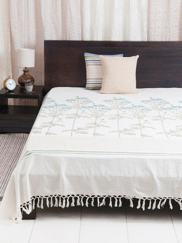 Fabindia Cream 120TC Cotton Double King Bedsheet