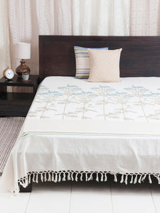 Fabindia Cream 120TC Cotton Double King Bedsheet