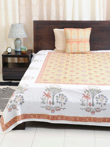 Fabindia Yellow 120TC Cotton Double King Bedsheet