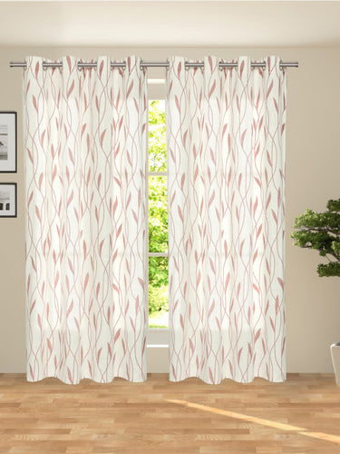 ROSARA HOME Set of 2 White Printed Room Darkening Door Curtains