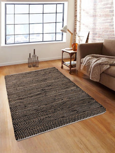 ROMEE Black & Brown Patterned Dhurrie