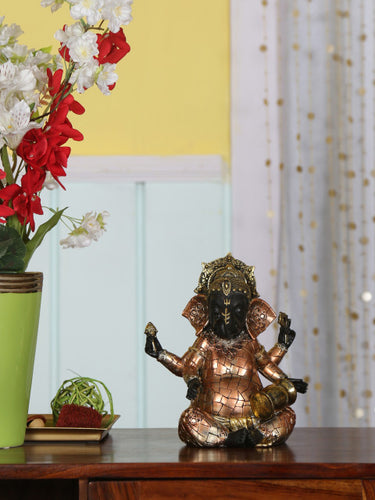Athome by Nilkamal Brown And Copper-Toned Ganesha-Shaped Showpiece