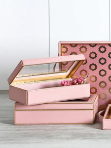 Pure Home and Living Pink & Gold-Toned Printed Lid Box