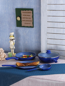 Wonderchef Blue Set of 4 Induction Base Cookware Set