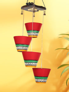ExclusiveLane Red Self Design Hanging Ceiling Lamp Shade