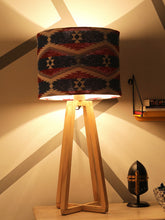 Grated Ginger Brown & Red Printed Handcrafted Table Top Lamp with Shade