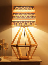 Grated Ginger Brown & Orange Printed Handcrafted Table Top Lamp with Shade