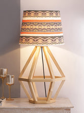 Grated Ginger Brown & Orange Printed Handcrafted Table Top Lamp with Shade