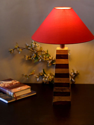Unravel India Brown & Red Colourblocked Bedside Floor Lamp