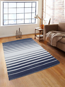 ROMEE Blue & White Striped Dhurrie