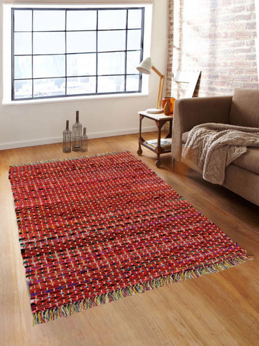 ROMEE Red Patterned Dhurrie