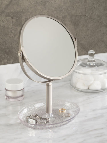 InterDesign Silver-Toned Round Bathroom Mirror