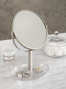 InterDesign Silver-Toned Round Bathroom Mirror