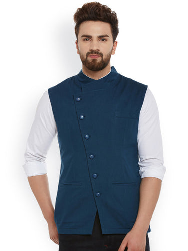 Hypernation Teal Blue Nehru Jacket