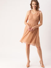 DressBerry Women Peach-Coloured Solid A-Line Dress
