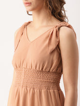 DressBerry Women Peach-Coloured Solid A-Line Dress