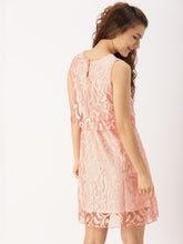 DressBerry Women Peach-Coloured Self Design A-Line Dress