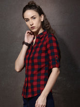 Roadster Women Red & Navy Checked Casual Shirt