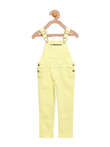 United Colors of Benetton Girls Blue Floral Print Denim Dungarees