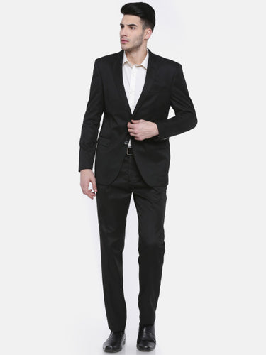 Oxemberg Black Single-Breasted Modern Fit Solid Formal Suit