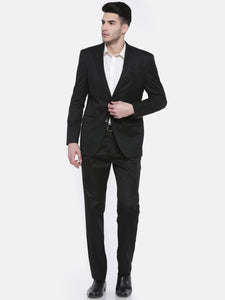 Oxemberg Black Single-Breasted Modern Fit Solid Formal Suit