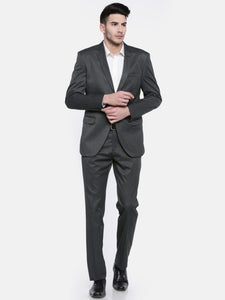 Oxemberg Men Grey Linen Single-Breasted Regular Fit Formal Suit
