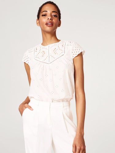 ESPRIT Women White Embroidered A-Line Top