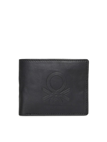 United Colors of Benetton Men Black Solid Two Fold Wallet