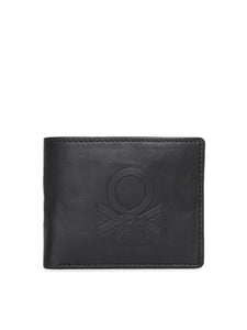 United Colors of Benetton Men Black Solid Two Fold Wallet