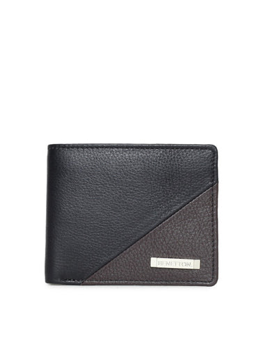 United Colors of Benetton Men Black & Brown Colourblocked Leather Wallet